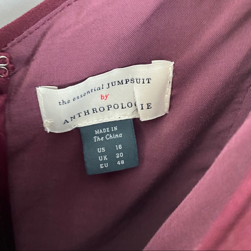 Anthropologie The Essential Jumpsuit Maroon 16 New - Picture 7 of 10
